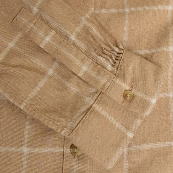 Uniqlo Soft Brushed Long Sleeve Shirt Plaid Checked Beige - Picture 9 of 12